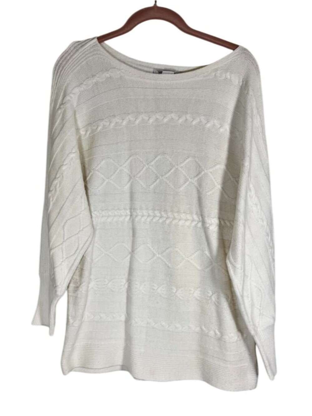 Neutral Coastal Knit Sweater L Boho Indie Folk Resort Preppy Heritage Classic 80